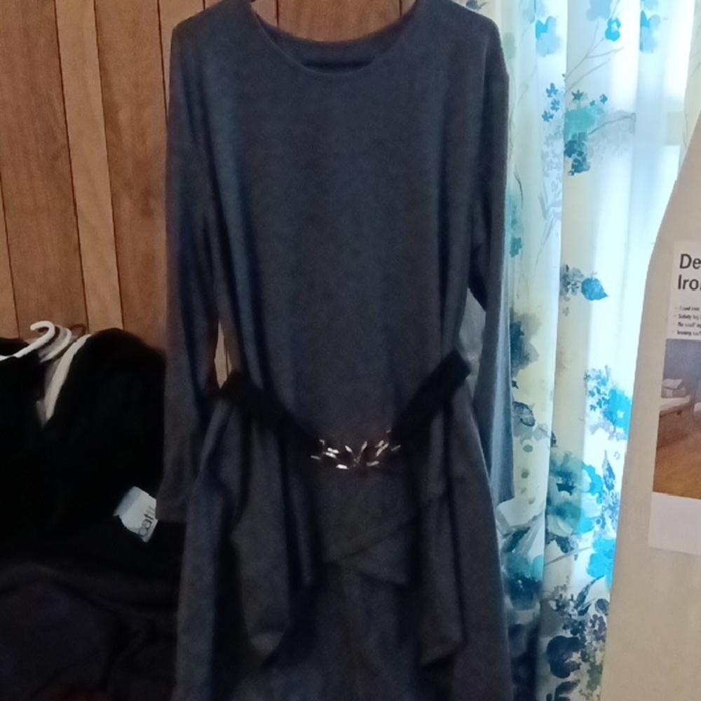 Kohl's Charcoal Long Sleeve Dress with Black Accents